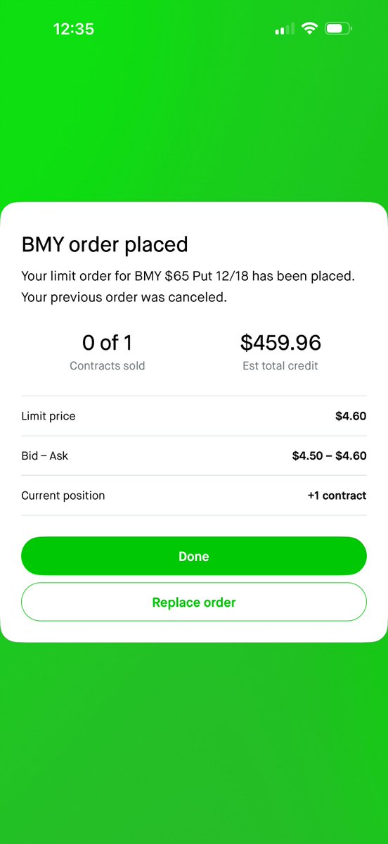 Pom1granate's tweet photo. Closed my position for option. 
There was a catch as well. 

You either or limit or close the option my market. 
BUT
the bid and ask affect it significantly:
In this case I had 4.5$ & 4.6$

If I set the price for 'sell' too high - 4.6$ or 4.65$ -> chances to be filled will be low. 
If I set lower price - 4.5$ -> I would be in minus. 

You need to wait until someone literally buys the contract from you. If you are not filled -> you can change the price next day or replace your order. 

For the market order: 
You're saying: “Close my option now at the best available price.”
It will generally execute quickly during normal market conditions, but you don't control the exact fill price.

For example:
Bid $4.50 / Ask $4.60
and submit a market sell, you shouldn't assume you'll receive $4.60. You may get around the current bid, such as $4.50, or potentially worse if the market moves/liquidity is poor.

In short: 
LIMIT = control the PRICE, but execution isn't guaranteed.
MARKET = prioritize EXECUTION, but the price isn't guaranteed.

In my case I closed at BE by setting limit order, but paid 2$ fee. 
Plan for next trade -> I plan to enter on smaller TF (still HTF tho), but some level that will react faster.  Would choose more strategic approach and share it all here. 

https://t.co/AR3ogwE317