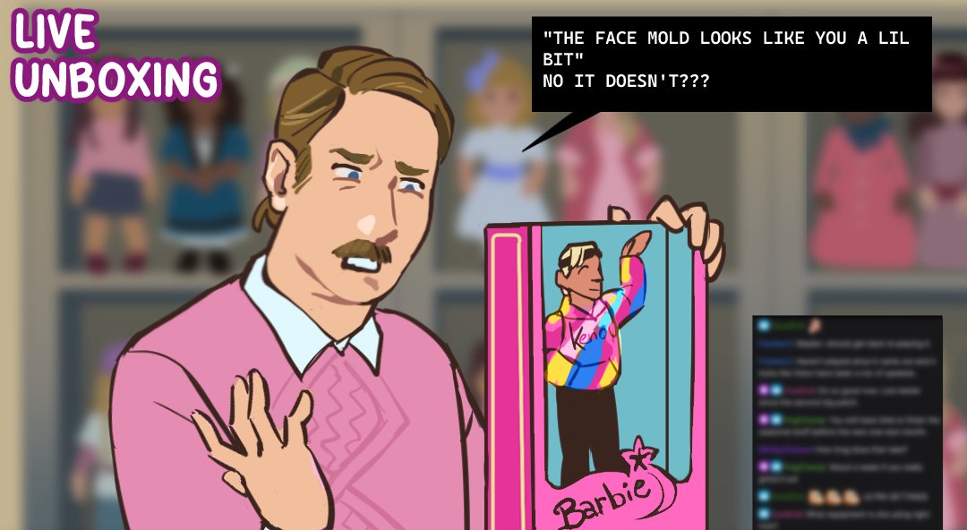 clownplushie's tweet photo. #larsandtherealgirl #rgcu
listen... Lars as a doll collector... with a focus on American girl dolls... 
+obligatory ken joke https://t.co/rPqTDJUTuH