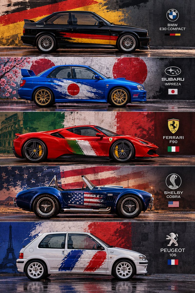 RoadRarity's tweet photo. So, what do you think ? 

Which is your favorite car out of these 5 ?

Bmw ? 
Subaru ? 
Ferrari ? 
Shelby ? 
Peugeot ? https://t.co/wTsB7seuGV