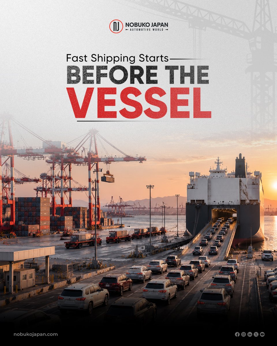 JapanNobuk80318's tweet photo. Fast shipping doesn't start at the port. It starts in the prep  paperwork, scheduling, eliminating delays before the vessel even shows up.

By the time cars hit the ramp, the work's already done.

#NobukoJapan #JDMImport #FastShipping #VehicleLogistics https://t.co/0fieGijiYh