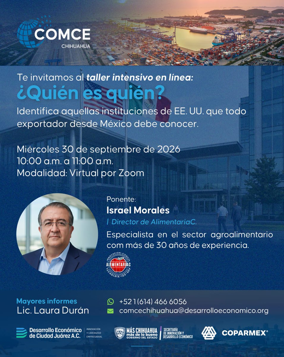 ComceOficial's tweet photo. 🌎 ¿Quién es quién? ... Identifica aquellas instituciones de EE.UU. que todo exportador desde México debe conocer.

💻 Modalidad: En línea
🎙️ Ponente: Israel Morales
📅 30 de septiembre
🕔 10 a.m. a 11 a.m.

📝 Liga de registro:https://t.co/iPCox2WSX3 https://t.co/7SC5Ox8arc