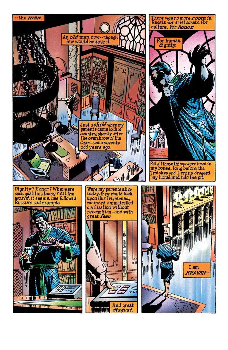 VenatorisPraeda's tweet photo. // i love this opening so fucking much. it's so powerful, it tells you so much abt Kraven as a character, and leads perfectly into the rest of the comic

god i love this story so much.

anyway thank you for the question and for listening to my yapping session

[@THEFOURTRIGRAMS] https://t.co/I3GkDiAOKj