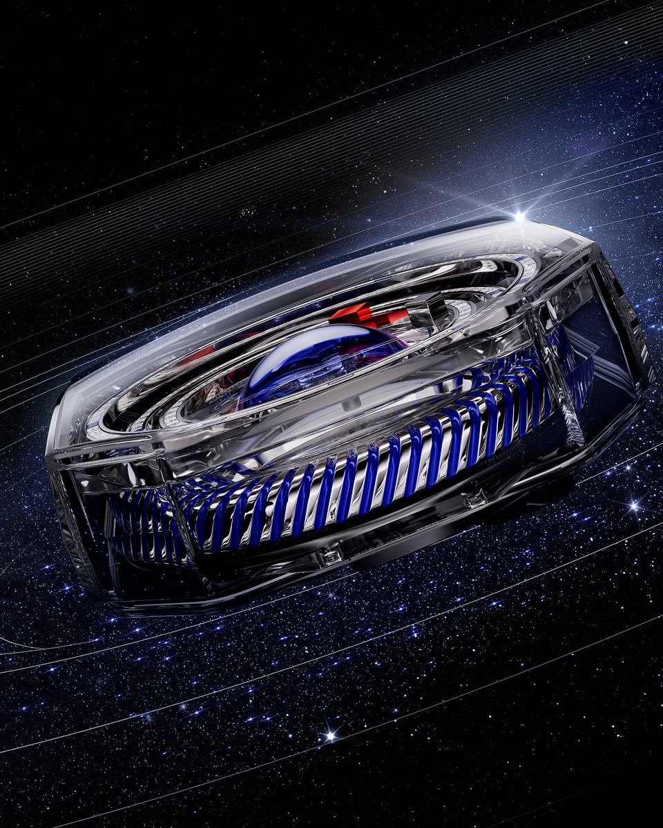 Hublot's tweet photo. Two timepieces today. The Balloon Dog was first. This is the second. 
The MP-14 Origin by Jeff Koons: Hublot's first automatic central tourbillon, staged as the "first pulse" of a mechanical universe.
44mm sapphire & titanium. 202 stones. Limited to 30 pieces: https://t.co/74JuwkpFba

Ref. 914.NJ.0100.JX.9941

#Hublot #JeffKoons