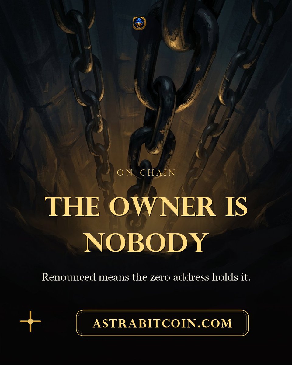 TheAstraBitcoin's tweet photo. The ABTC token contract has no owner in any usable sense. Ownership was set to the zero address, an address no person controls, so every privileged function in it is permanently unreachable.

Not by the team, not by a future buyer of the company, not by anyone.

Etherscan will show you the same zero under owner(). Verify at https://t.co/GU3MVBrXcz