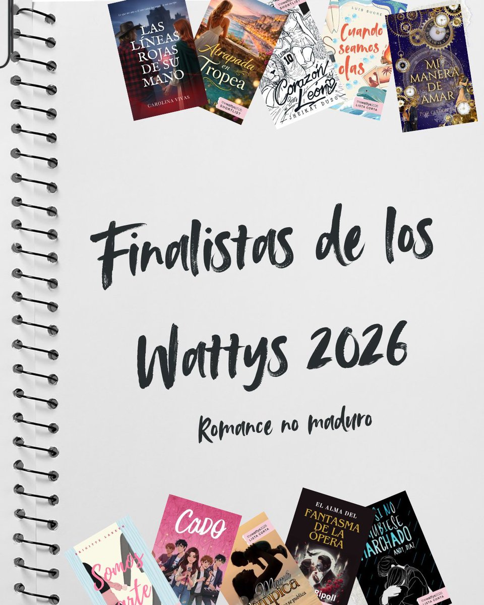 SouvenirDeLibro's tweet photo. Lista de los finalista de los wattys 2026.

Parte 4: Romance no maduro https://t.co/gIYutgvJk9