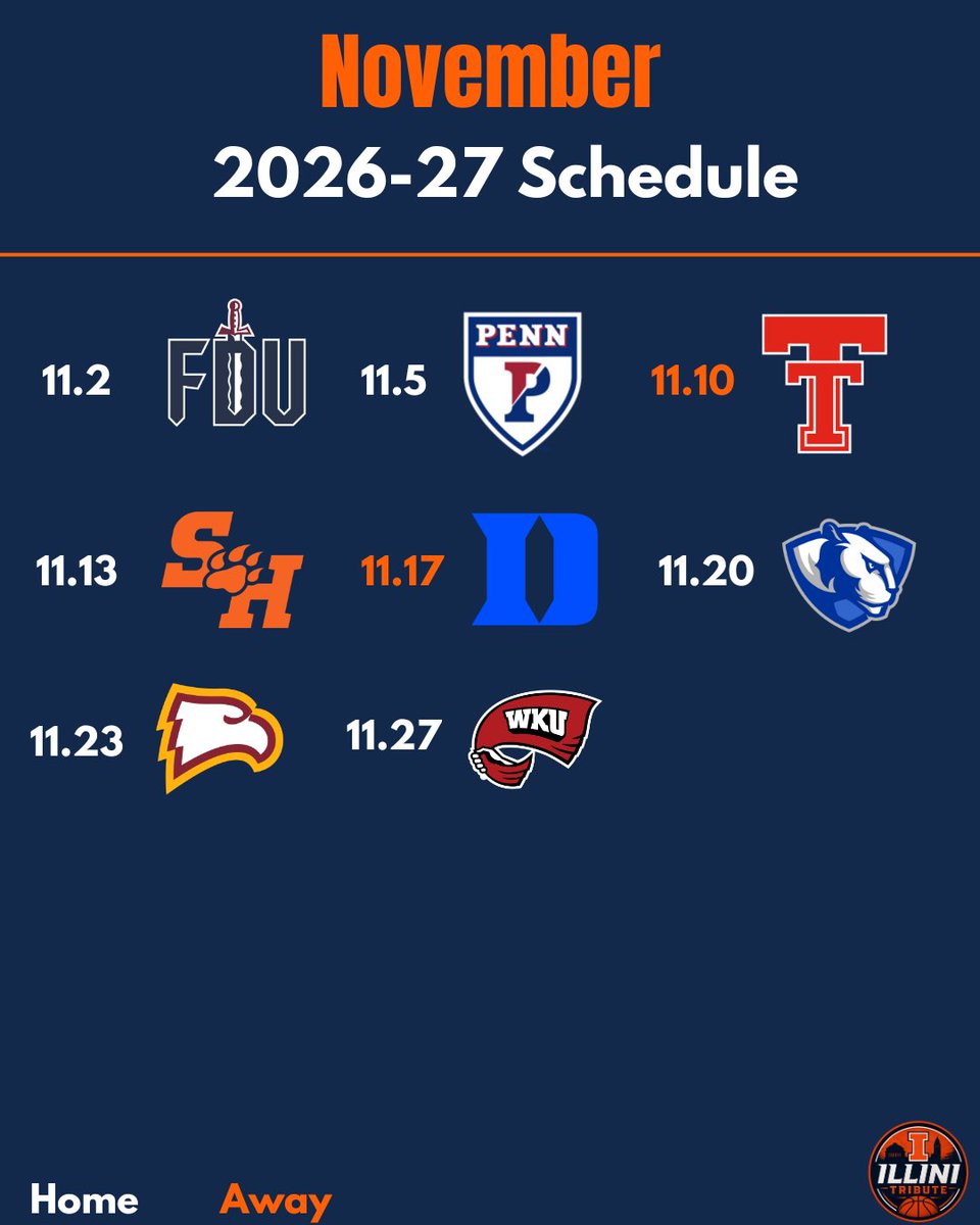 IlliniTribute's tweet photo. The official schedule for the #Illini this upcoming season! Predict their record below ⬇️ https://t.co/OgxwtxqyiJ