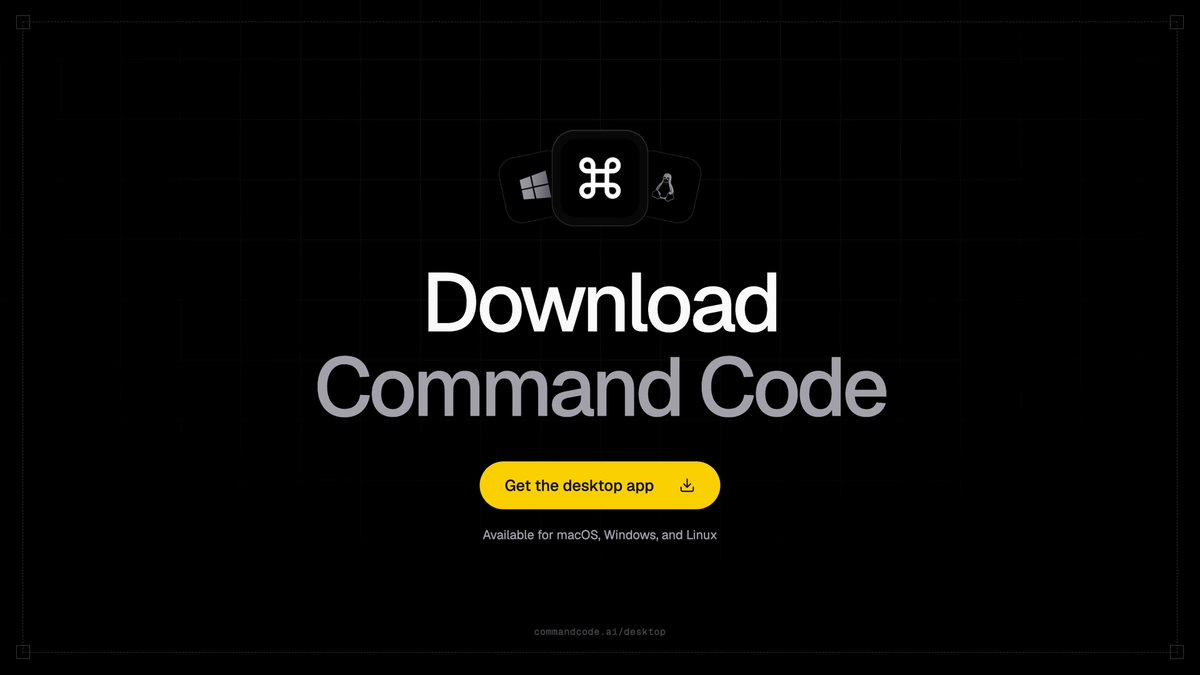 Launching: Command Code Desktop App! ⌘ Available today for Mac, Linux, & Windows. (beta) We're building the most…