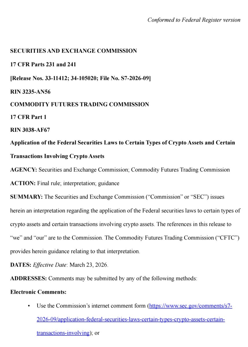 mrnguyen007's tweet photo. PLAN WITHIN PLANS.. 📃 🇺🇸 

PLAN B IS NOW ACTIVATED..

The US SEC &amp; CFTC strategic plan if Senate failed to pass the clarity act..

They were 10 steps ahead of Senate..

Congratulations XRP HODL 👏 🙌 🥳 🍻 https://t.co/BhNeD0XXai