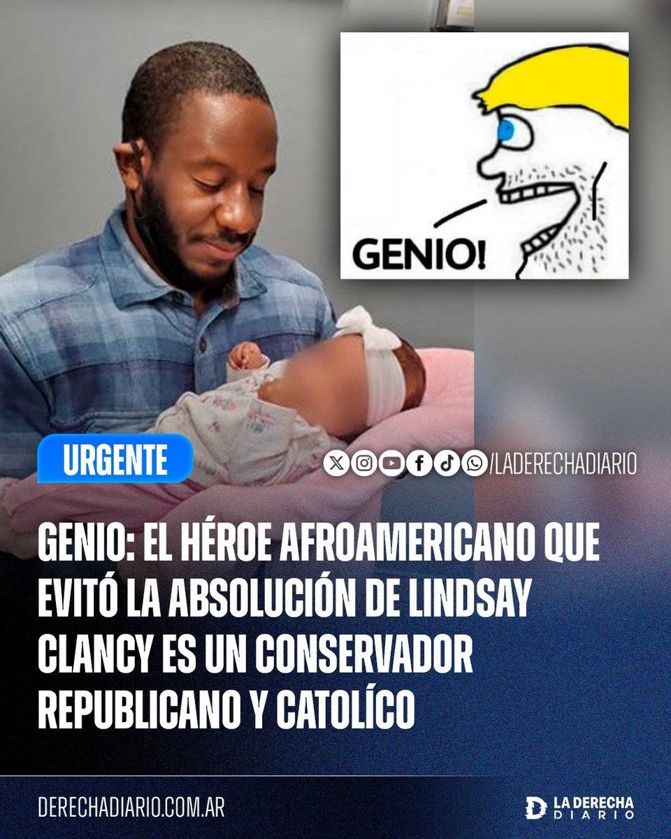 laderechadiario's tweet photo. 🚨🇺🇸 | GENIO: El jurado afroamericano que evitó la absolución de la infanticida Lindsay Clancy habló por primera vez ante los medios, se definió a sí mismo como conservador, republicano y católico, y aseguró que ahora la izquierda lo persigue por eso.

Tras plantarse solo frente a los activistas pro-Clancy dentro del jurado, su identidad fue expuesta y comenzó una campaña de hostigamiento en su contra, con amenazas, acoso y persecución contra él y su familia por no haber cedido a la presión ideológica para absolver a la asesina de sus tres hijos.