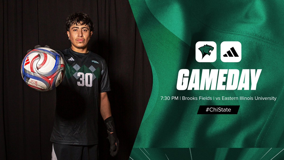 ChiStateCougars's tweet photo. GAMEDAY is here!
Join us at 7:30 PM for a thrilling match against Eastern Illinois University at Brooks Fields!
Let's show our support! 💚
#ChiStateSoccer #ChiState https://t.co/p083HbUeJu