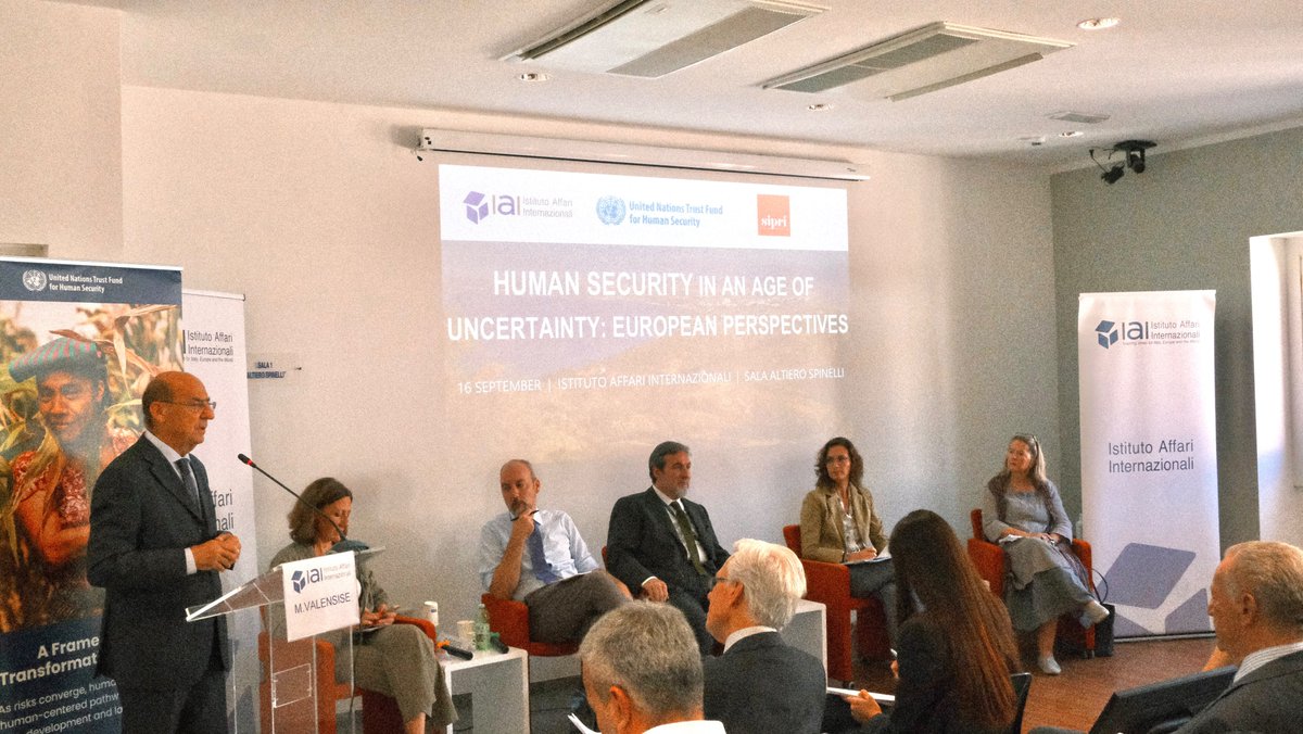 UNhumansecurity's tweet photo. Today in Rome, #UNTFHS, @IAIonline  &amp; @SIPRIorg , a clear message: Europe’s security depends on credible defence and resilient societies, built through prevention, public trust and human-centred policy. https://t.co/CXzL8ladMp