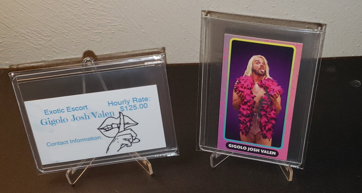 SWF_YouTube's tweet photo. #wrestlingcardwednesday

* 'Gigolo' Josh Valen autographed business and mini trading cards

*2023 Panini Chronicles WWE Donruss Optic #359 Kevin Owens base and Silver Wave Prizm parallel

#wrestlingtradingcards
#wrestlingcards https://t.co/iNpv9lq1rZ