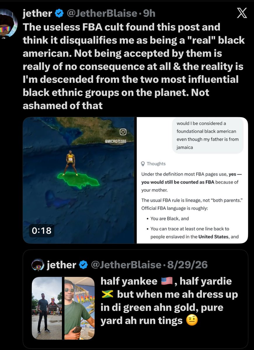 chILLmaticJuke's tweet photo. Notice, nobody in that thread said he wasn’t BA. Theyre quite literally calling him biethnic &amp; maybe one “full tether”. Mfs be digging in their arse and noses stuck on stupid with bad angles and comprehension https://t.co/PtvI98pleU