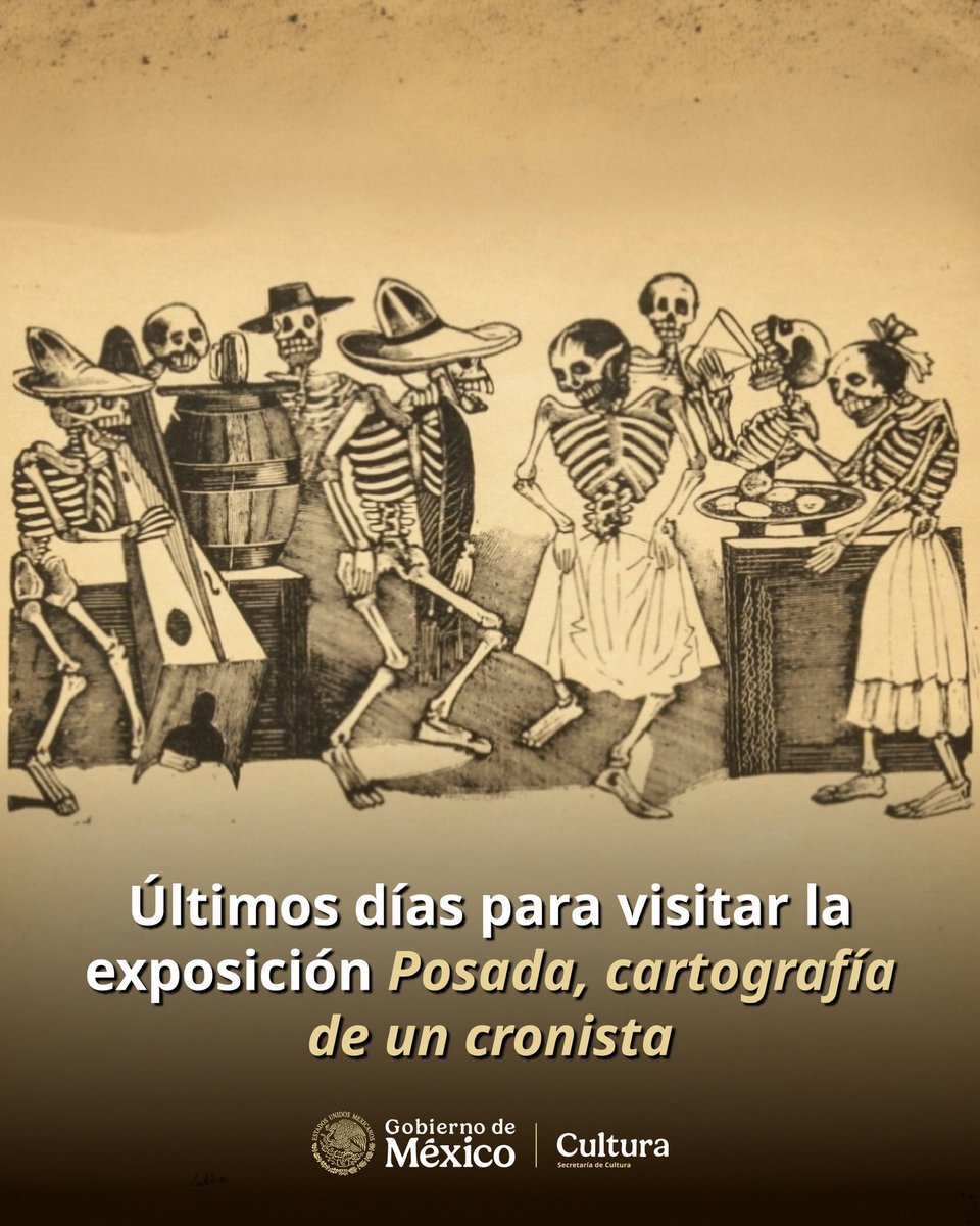 cultura_mx's tweet photo. Últimos días para visitar la exposición Posada. Cartografía de un cronista, en el Museo Nacional de la Estampa, que ofrece un recorrido por la mirada crítica y profundamente humana de José Guadalupe Posada, a través de escenas de la vida cotidiana, acontecimientos de su época, su relación con la música y nuevas aproximaciones desde la gráfica contemporánea.

La muestra reúne obras que permiten acercarse a distintas etapas de la trayectoria de Posada y reconocer la diversidad de temas, técnicas y lenguajes que conforman su legado, más allá de las imágenes que hoy forman parte del imaginario popular.

Museo Nacional de la Estampa | Hasta el 20 de septiembre de 2026 | Entrada libre