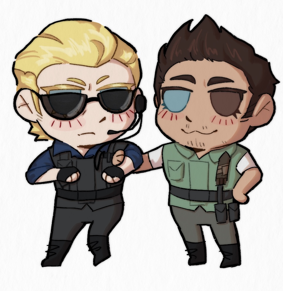spoon228_'s tweet photo. #Chrisker 
#ResidentEvil
redraw of a doodle i did in Magma with my mouse https://t.co/cAhKyEHHfv