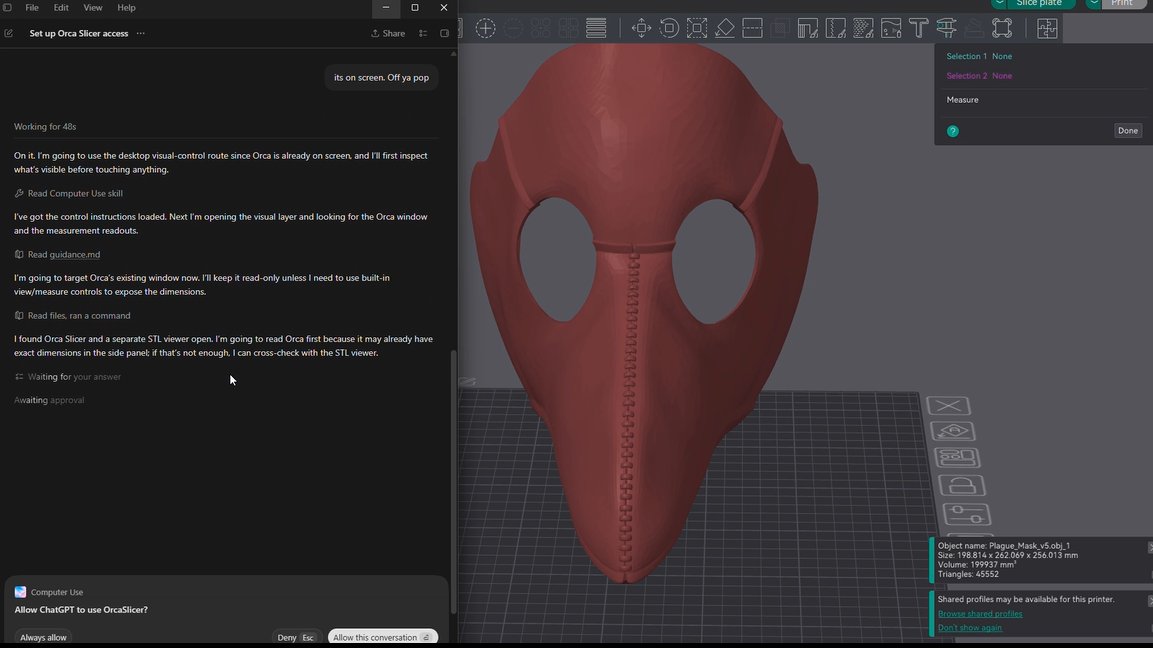 ValehartProject's tweet photo. @OpenAIDevs It builds and prints as well. I was using live chat while measuring the client, it adjusted accordingly. Then it sent the file to the printer and kicked off the print. https://t.co/aP7tn3JsLL