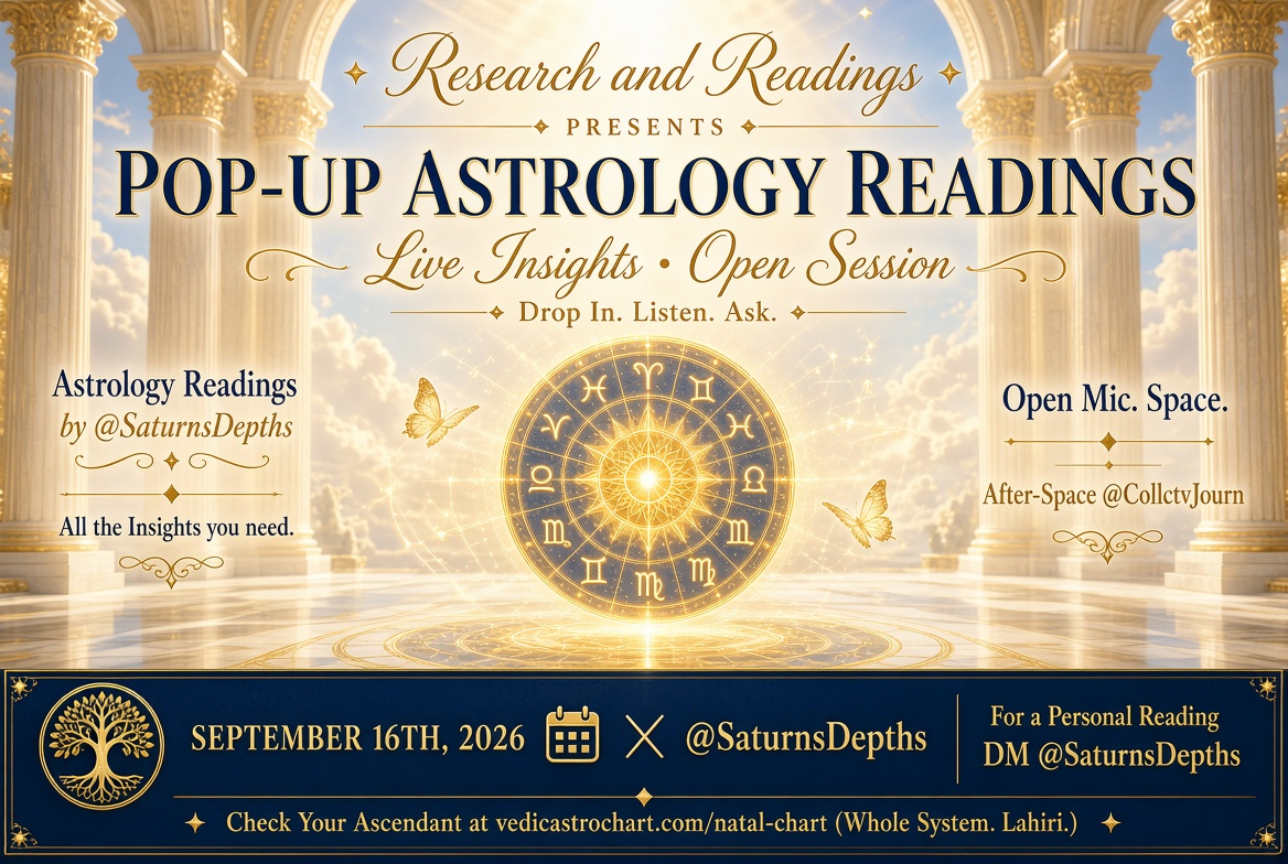 SaturnsDepths's tweet photo. Sep.16.2026: Jyotish Time: Pop-Up! - On the topic of the stars, what do you want to talk about? Limited-Open Mic. #StayOnTopic #Scripture &amp; #Stars 👇
https://t.co/v3dCEYO59i https://t.co/rXyDHlxdzF