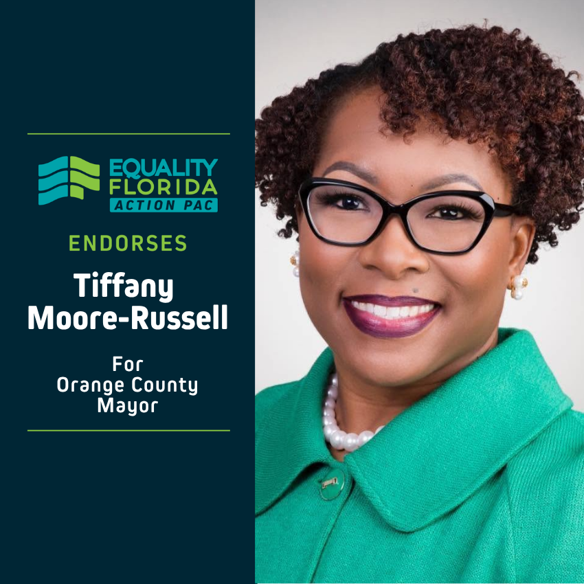 eqfl_actionPAC's tweet photo. EQFL Action PAC endorses Tiffany Moore Russell for Orange County Mayor!

Paid Political Advertisement paid for by Equality Florida Action PAC, 15257 Amberly Dr., Ste. 382, Tampa, FL 33647, independently of any candidate. This advertisement was not approved by any candidate. https://t.co/69l9FJo4Ts