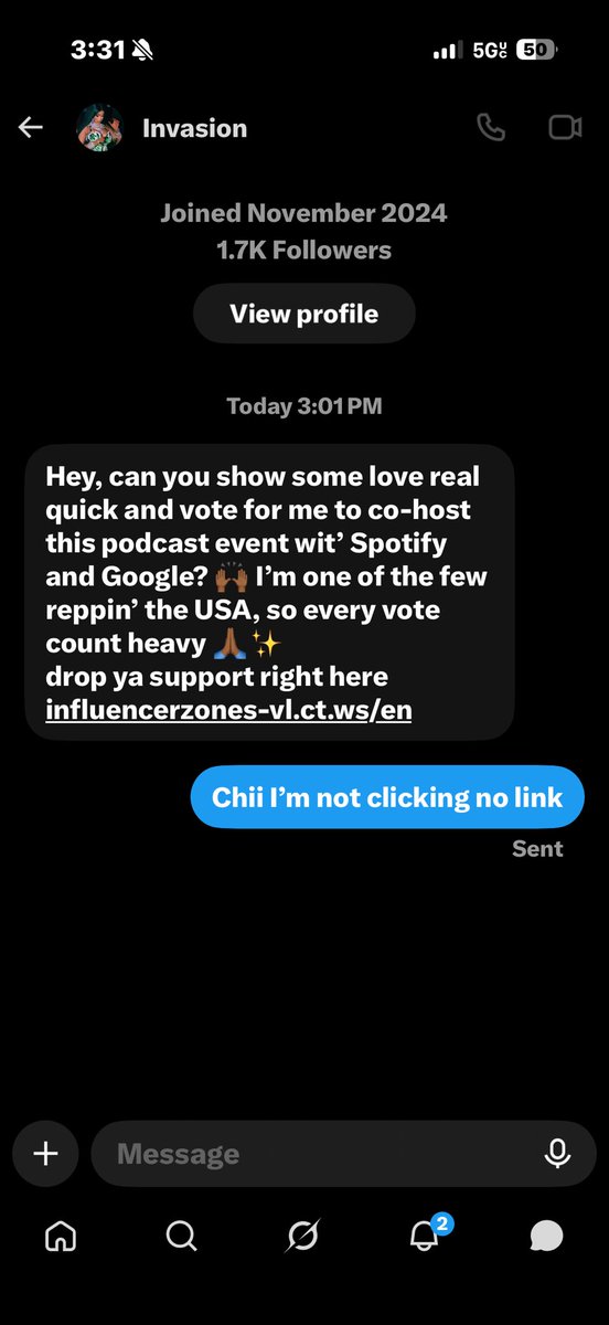 Imjust2wavy's tweet photo. Another fallen soldier , yall better stop clicking links in your DM https://t.co/61a1bL5ZZu