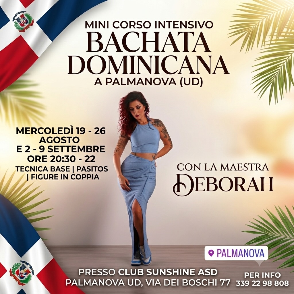 KarlTeaterfce8's tweet photo. OGGI! ! ! ! 🇩🇴🫶 uniche date in PALMANOVA UD🫶🇩🇴APPROFITTANE! ! ! Presso Club Sunshine ASD Palmanova Ud
mini corso intensivo Bachata Dominicana
con la maestra di Bachata Dominicana @deborah_desabbata
Mercoledì 19 e 26 agosto e 2 e 9 settembre
Dalle https://t.co/xWEdIRL9IC
