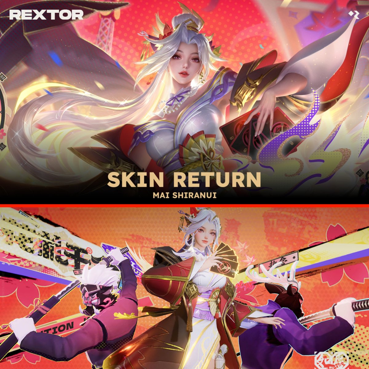 rextorext's tweet photo. π¦πΈπΆπ» π₯π²πππΏπ»
Mai Shiranui β’ Hanafuda Battle
Skin Rarity: Flawless
Price: 4000β6000 Tokens
Β·
Event Time: September 24, 2026
#HonorofKings #HoK #MaiShiranui #Rextor #HoKGlobal https://t.co/gK3amlSEGf
