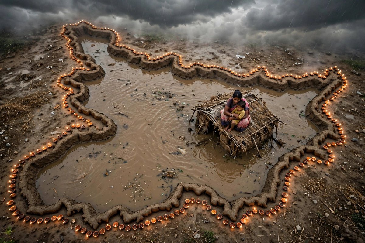 BR_wallah's tweet photo. > Being a Bihari, I'm broken 💔
> Every year same story - homes gone, crops gone.
> We don't need diya, we need a permanent solution for Bihar floods!

#ShameOnYouNDABihar
#HappyBdayPMModi https://t.co/2zHbRqUbMM