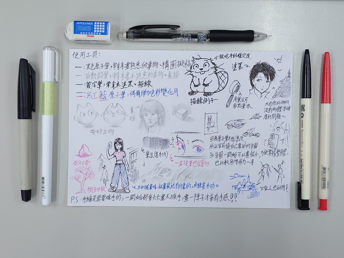 arcchen613's tweet photo. 久しぶりに絵を描きました！
最近、友人と絵の悩みについて話していて、デジタルに慣れているなら、たまには手描きに戻ってみるのもいいんじゃない？と勧めてみました。
絵はパソコンがなくても描ける。
そんな話から思いついて、今回はこんな説明イラストを描いてみました～✍️ https://t.co/obzdm1vZpu