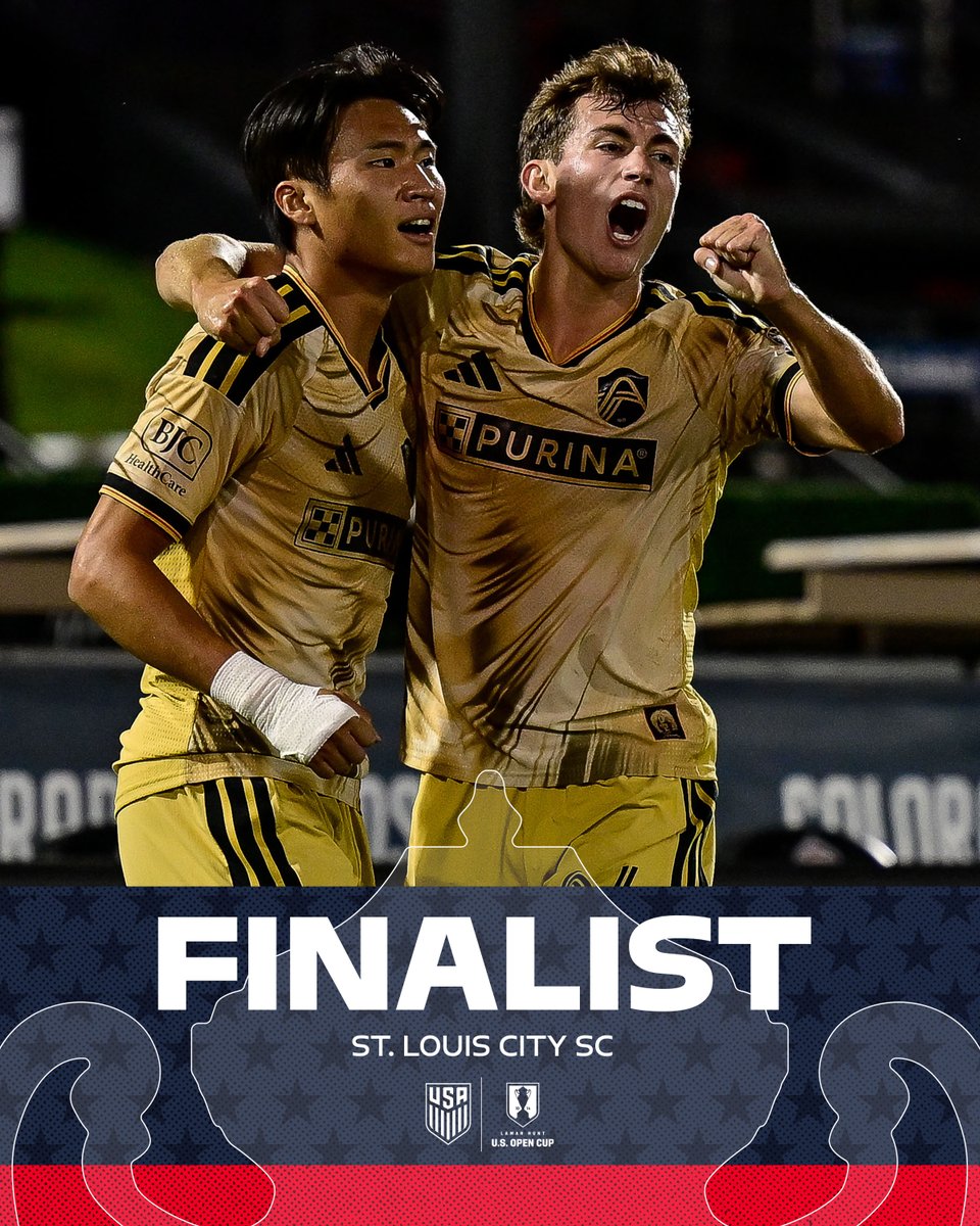 opencup's tweet photo. ST. LOUIS HAS DONE IT.

@stlCITYsc will play in their first-ever Lamar Hunt U.S. Open Cup final! 🏆 https://t.co/rMDjLQY82G