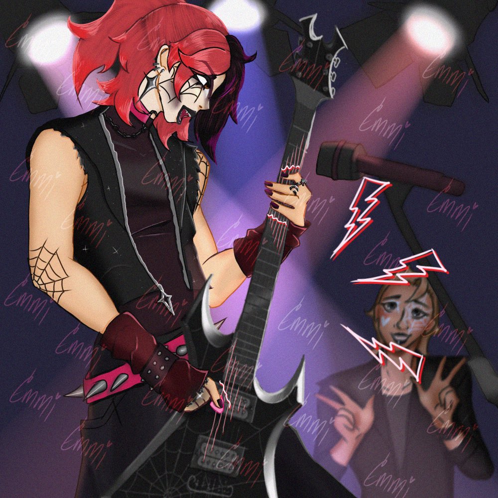 kitsune_comms's tweet photo. Omg! I cooked so hard!! Look at this gorgeous masterpiece!!
It’s Mykhailo, my OC, performing on stage, Rocking his heart out on lead guitar~
⚡️🔊🎸
#mykhailoaleksieve #ocart #metalmusic #rockstar #supporthumanartists 
Made 100% by an organic creator! 
#kitsune_comms https://t.co/0Gf1STw1v2