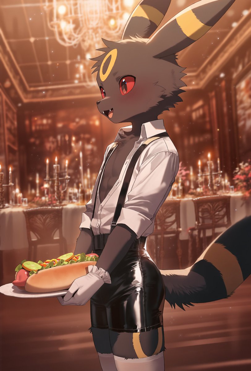 wanjumiao65535's tweet photo. Umbreon: Loaded hot dog, just for you! 🌭✨ https://t.co/4T89p73rK9