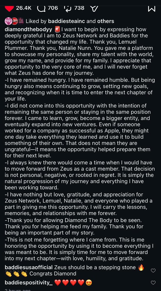 juliethardt's tweet photo. I can’t believe my girl dtb is really done with baddies but I’m excited to see what’s next for her💔💔 . She will definitely be missed https://t.co/ceFGLtTAfe