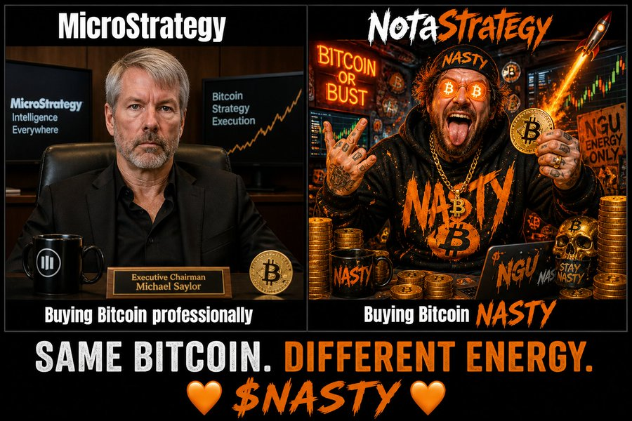 NotaStrategy's tweet photo. Same Bitcoin. Different energy.
$NASTY / $MSTR now paired onchain. 👀