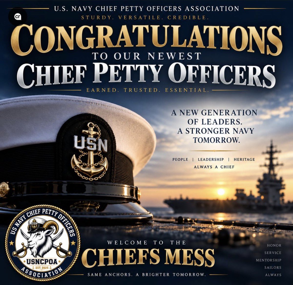 Glenn_Mallo's tweet photo. Congratulations and welcome to the Chiefs Mess!
#NavyChief #NavyPride
@USNCPOA https://t.co/o6Zsm0BQXv