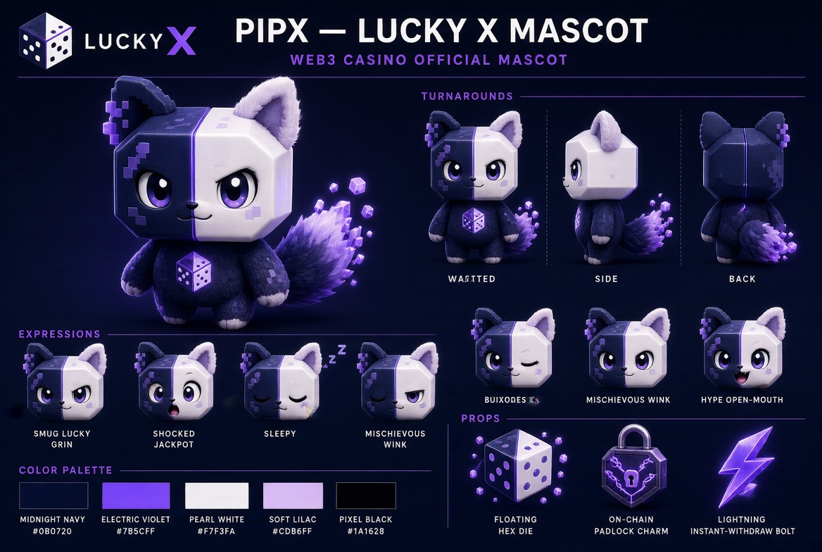 fasrerr546's tweet photo. They asked for a mascot.
I didn’t draw another lucky fox.

I opened the logo.

PIPX is the LUCKY X hex-die that grew a soul.
Left side: pixel. On-chain. Unriggable.
Right side: white. Clean. Instant.
The seam in the middle? That’s the roll.

He doesn’t hope for luck.
He is the roll.

Built for the world’s fairest Web3 casino.

@luckyx_game
#LUCKYX #MascotContest