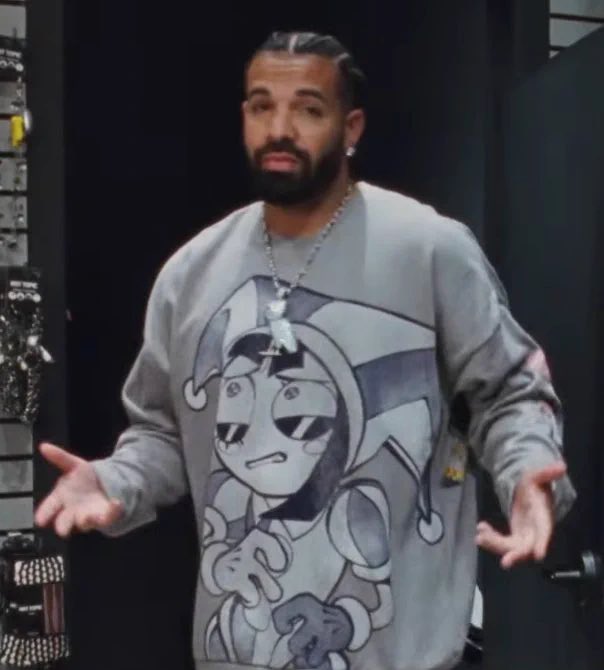 Flazefire's tweet photo. Pomni : *Lets out big stinky fart*

Drake : *Floats towards the smell like a cartoon character to a freshly baked pie.*

Pomni : Ermmmm who cut the MUSTARD!!!!!!?????

Drake : *Turns into a derptato and rolls away? https://t.co/ks8tzsFMrY