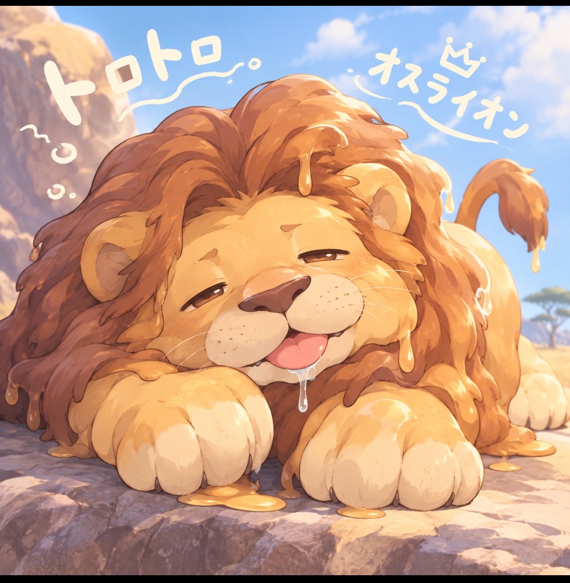 harekatsu716's tweet photo. みんなの「トロトロオスライオン」募集。
 #トロトロオスライオン

ChatGPTに以下打って出てきたイラストをそのまま添付。
プロンプトはこれのみでみんなの違いを楽しみます。
「トロトロオスライオンと聞いてイメージするイラストを描いて」 https://t.co/6pAwkuRBlE