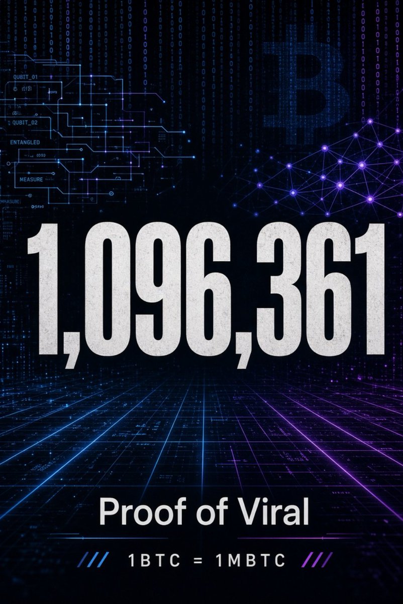 Leonjiqing's tweet photo. 1,096,361 is not just a number.

It’s BTC in Satoshi-era wallets with exposed keys, under quantum &amp; AI risk.

@1096361BTC turns this into a collective mission. Every Crack &amp; post is Proof of Viral.

Building the movement now.
1BTC = 1MBTC
#MBTC #1096361 https://t.co/EB2Inizagw