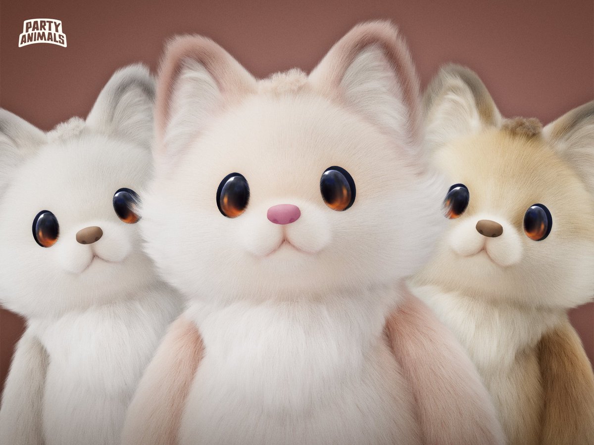 party_animals's tweet photo. Triple the fluff! The new outfits "Arctic Vicksy", "Champagne Vicksy" and "Fennec Vicksy" will soon be available at the Item Shop from 9 PM September 24th to 9 PM October 8th (PT)!  

Today is also the National Fox Day! 
Did you know? A fox's bushy tail isn't just for balance — it also helps keep it warm. In cold weather, foxes curl up and wrap their tails around their bodies, covering their noses and faces. This helps block the wind, while the dense fur on their tails helps warm the air they breathe, almost like a cozy scarf.
#PartyAnimals #NationalFoxDay #Vicksy