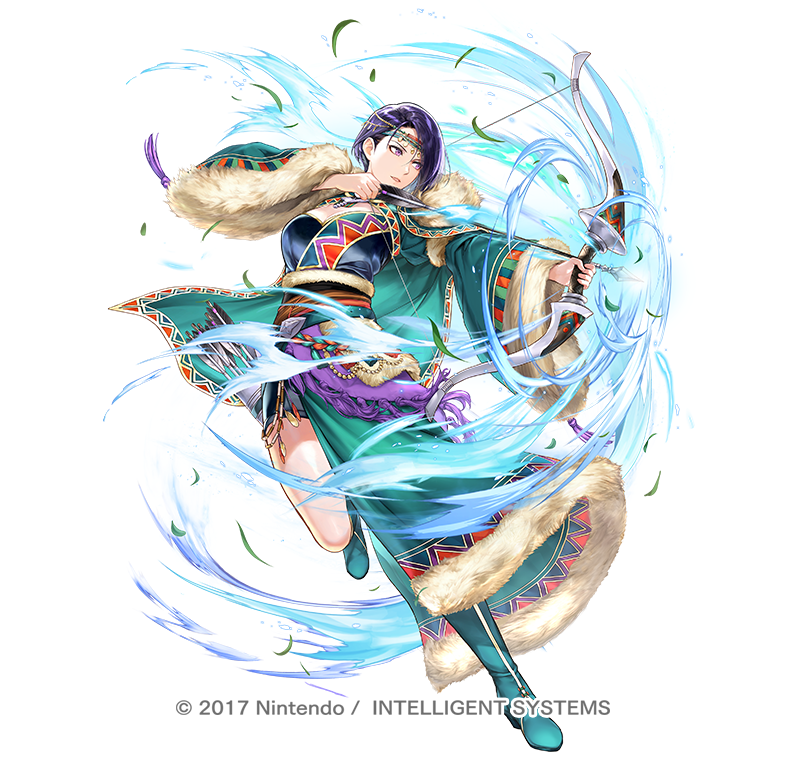 yamadakotaro's tweet photo. 『ファイアーエムブレム ヒーローズ』にて「狙撃手の新境地 シャミア」（CV：渡辺優里奈 様）を��当させていただきました。よろしくお願いいたします！
 [ Fire Emblem Heroes ] I drew Shamir: Sniper's Path! Thank you so much!
 #FEヒーローズ #FEHeroes https://t.co/rVXswDx9mk