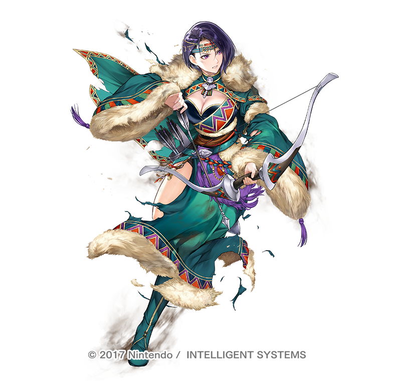 yamadakotaro's tweet photo. 『ファイアーエムブレム ヒーローズ』にて「狙撃手の新境地 シャミア」（CV：渡辺優里奈 様）を��当させていただきました。よろしくお願いいたします！
 [ Fire Emblem Heroes ] I drew Shamir: Sniper's Path! Thank you so much!
 #FEヒーローズ #FEHeroes https://t.co/rVXswDx9mk