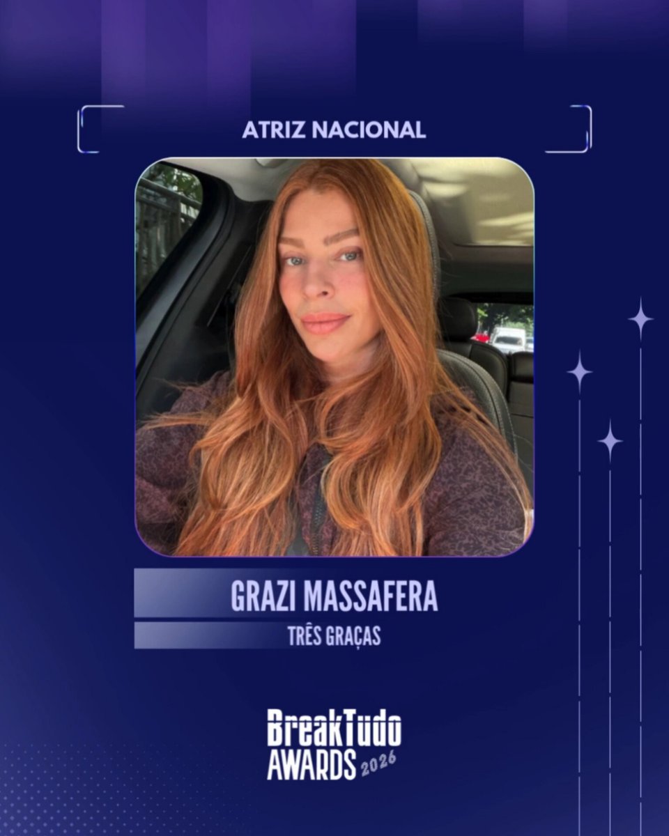 massaferanews's tweet photo. Grazi Massafera foi indicada na categoria “Atriz Nacional” no #BreakTudoAwards 2026 pela sua atuação como Arminda em “Três Graças”. ❤️✨️

A votação começou e segue até o dia 17 de outubro de 2026. ✅️

Vote aqui: https://t.co/rJ23inHyeH 👈

#GraziMassafera #TrêsGraças https://t.co/u0lzHKlZre