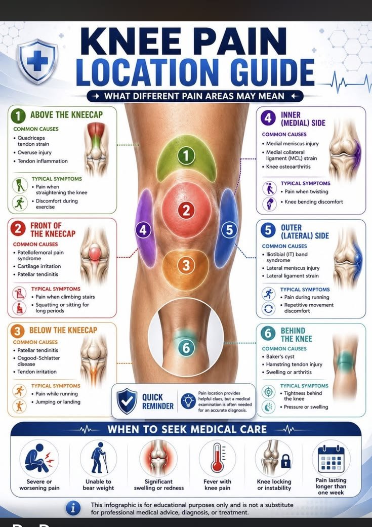 MededDaily42640's tweet photo. KNEE PAIN LOCATION GUIDE https://t.co/Urx76uThzO
