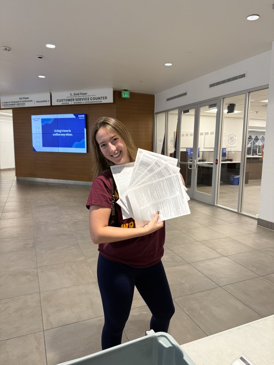MayaENewman's tweet photo. Another day, another stack of voter registration forms dropped off at the Maricopa County Recorder's Office! 

Every form is one more person who gets to have a say. Let's keep this going! GET REGISTERED!🗳️🇺🇸✨

@TPAction https://t.co/YySi5Luzci