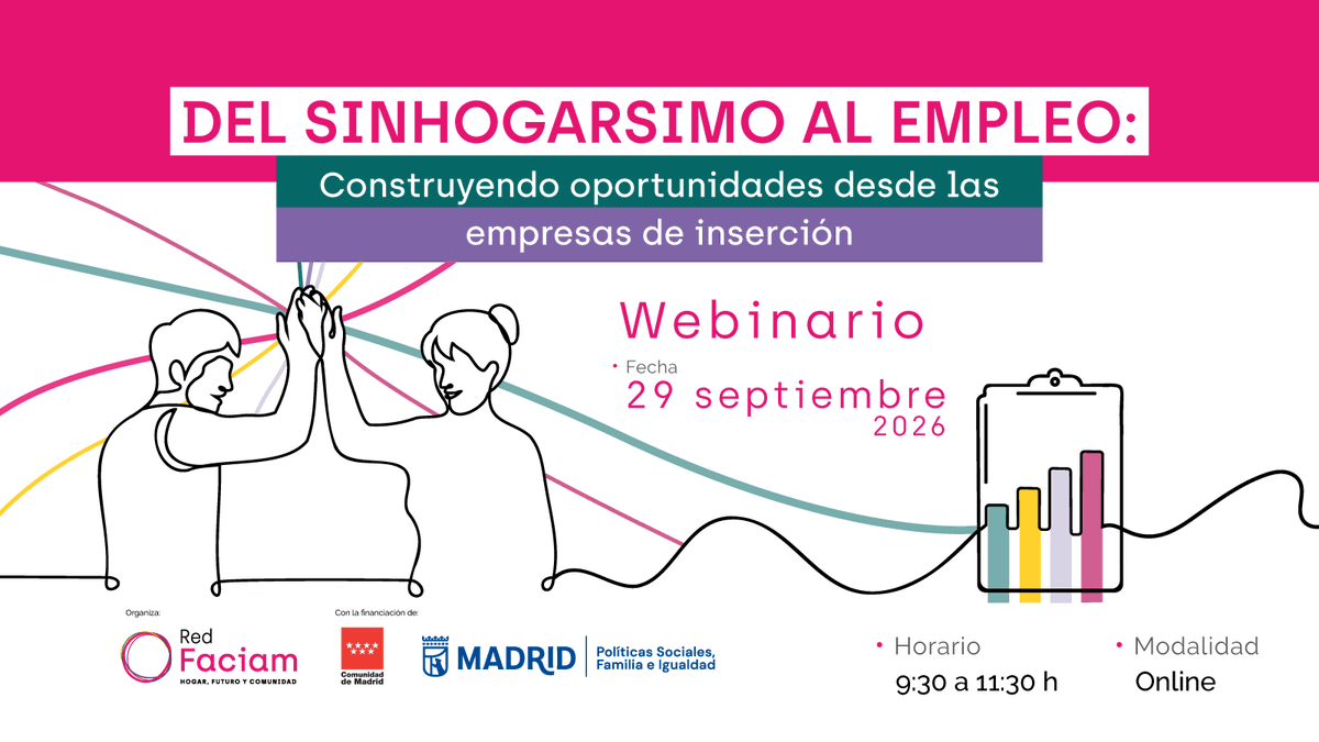 RedFACIAM's tweet photo. 📢Desde @RedFACIAM os invitamos a nuestro próximo webinar sobre los procesos de inclusión que son acompañados desde las empresas de inserción. 
Aquí tienes programa y enlace para inscripciones
➡️ https://t.co/zSmFtILr3o https://t.co/Lem8wmzTDQ