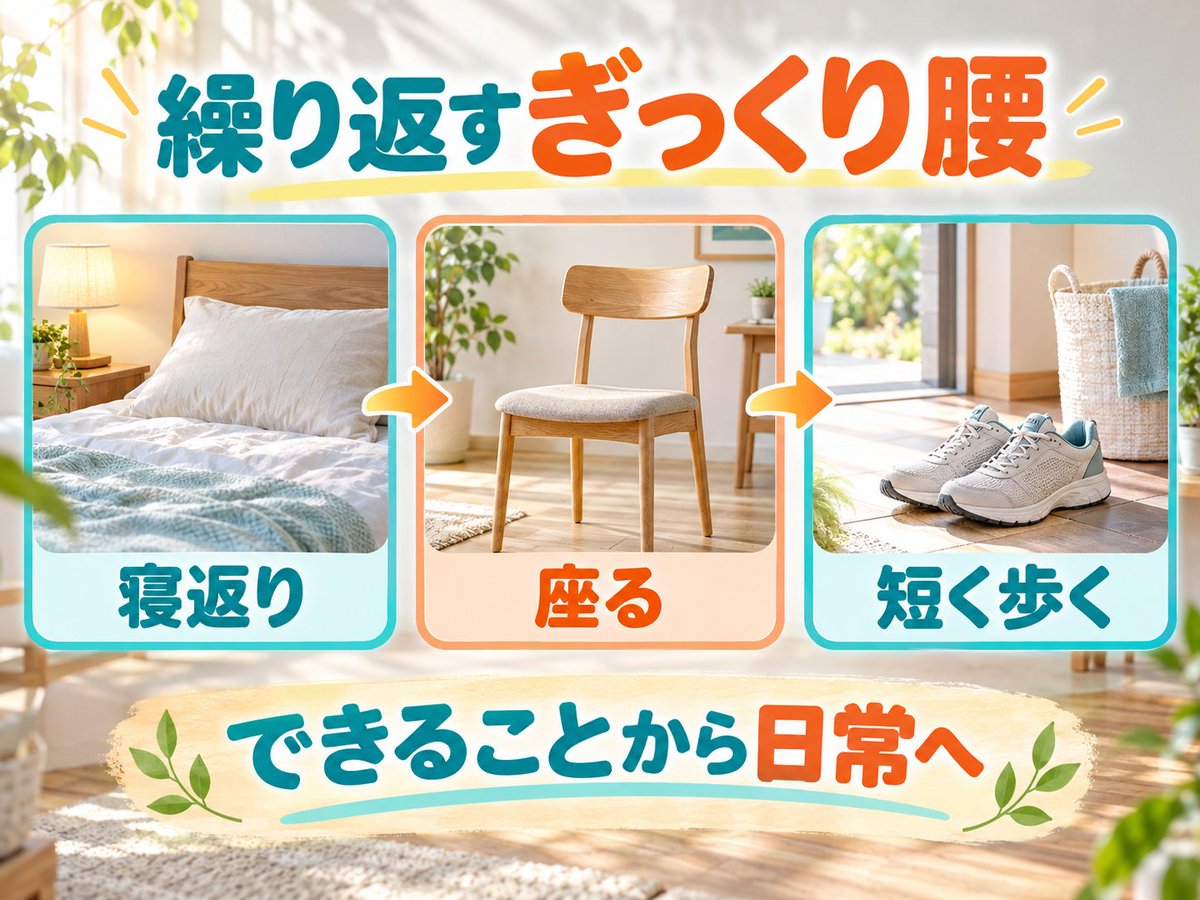 yaenococokara's tweet photo. ぎっくり腰は、痛みが引くまで寝たままにするより、
無理のない範囲で寝返り、座る、短く歩くなど、
できる動作から少しずつ戻すことが大切です。

#ぎっくり腰 #腰痛 #再発予防 #八戸ノ里 #東大阪市
https://t.co/OcWZPlhZf5 https://t.co/9LPwoiJM5k