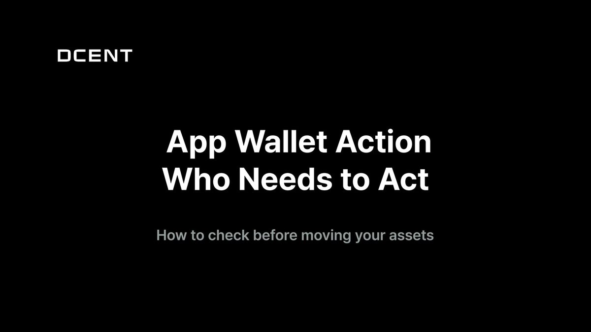 DCENTWALLETS's tweet photo. Important Update: Who Needs to Take Action

We’ve published a step-by-step guide to help DCENT users quickly check whether the recent App Wallet action applies to them.

You need to take action if:
• You first installed the DCENT app before Nov 5, 2025, and
• You made transactions using the App Wallet on a version earlier than v8.1.0

You do NOT need to take action if:
• You first installed the app on or after Nov 5, 2025, or
• You only used a DCENT Hardware Wallet (Biometric Wallet, DCENT S, DCENT X)  and never signed transactions with the App Wallet

Fastest way to check:
1. Open the DCENT app (https://t.co/tzYgsyzodX)
2. Tap “Check if action is needed” on the Urgent Security Action Notice Pop Up windows
3. Follow the result shown in the app

If the app says “Asset transfer action required”:
→ Update to the latest DCENT app first
→ Then follow the asset migration guide
If the app says “We can’t confirm if action is required”:
→ This does not mean you are safe
→ Check your installation date and App Wallet usage manually
If you are still unsure, please follow the guidance in the full article and treat yourself as subject to the action.

• Full action criteria & guide:
https://t.co/J95iBdyJrd
• FAQ:
https://t.co/J1dmbHqn6d
• Customer Support:
 https://t.co/uwzNYzLkuu

⚠️ Important scam warning
• Official website: https://t.co/SvluBk82Ra
• DCENT does not have a CTO, developer, technical support team, or recovery team contacting users through X DMs.
• Anyone who contacts you claiming they can help recover your assets, check your wallet, provide compensation, or guide you through a transfer is not an official DCENT representative.

DCENT will never ask for your recovery phrase, private key, or ask you to send assets to a wallet address for recovery or compensation.