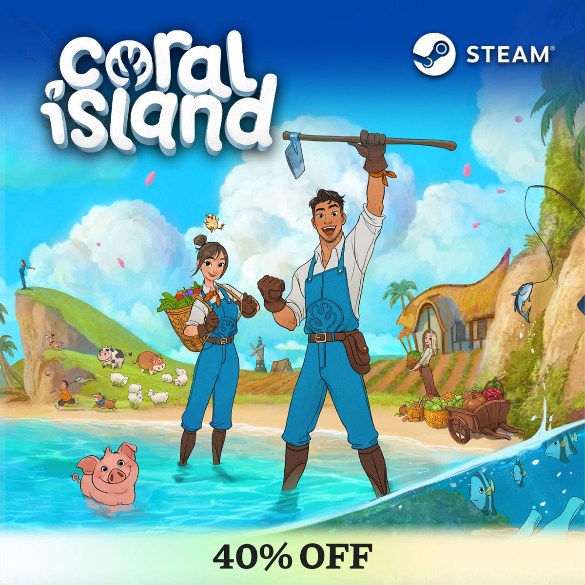 stairwaygames's tweet photo. CORAL ISLAND IS 40% OFF!!!!! 🌴

The Steam sale is live through September 23rd!  

@coralislandgame ➡️ https://t.co/Y2dDywqxho https://t.co/BXZl7VboCF