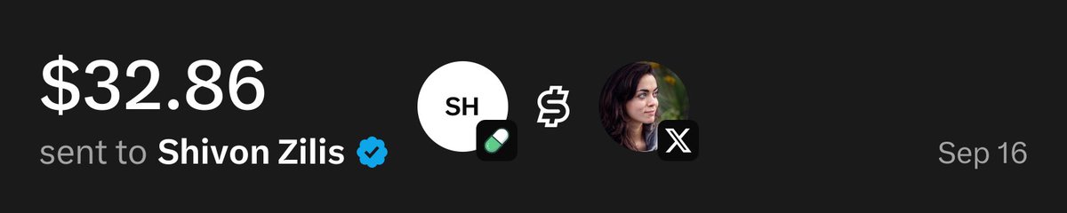 UsePaid's tweet photo. @shivon $32.86 has been sent to you through X Money from @UsePaid trading fees

Receipt: https://t.co/98V8yAn0bw https://t.co/hRZdRTPF3F