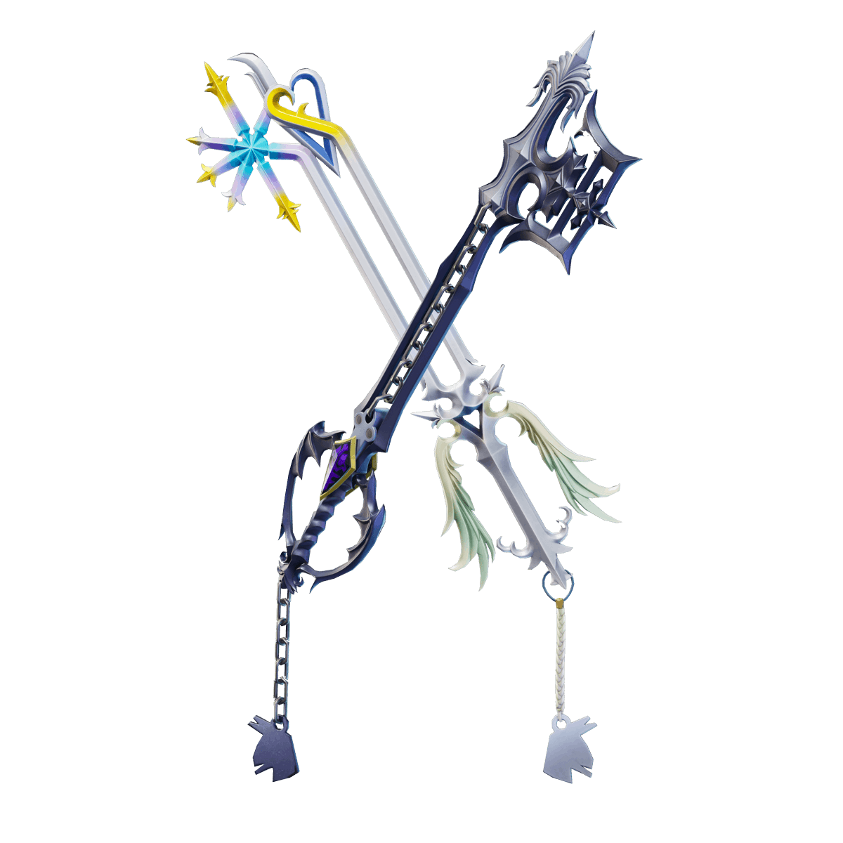 FireMonkey's tweet photo. All Kingdom Hearts x Fortnite Pickaxes Close Up (4th image is one pickaxe, just has a variant) https://t.co/711eeNok8R