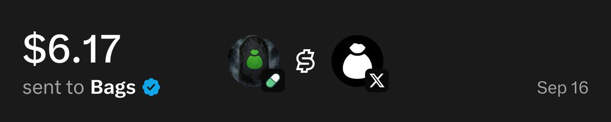 UsePaid's tweet photo. @bagsapp $6.17 has been sent to you through X Money from @UsePaid trading fees

Receipt: https://t.co/bZpyJKXqpP https://t.co/CnWFFZ8OwM
